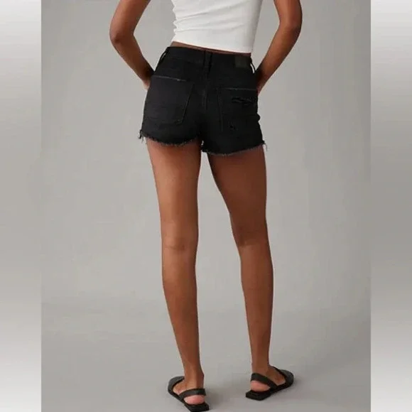 American Eagle Ae Next Level Women's High-Waisted Destroyed Denim Shorts - Picture 3 of 9